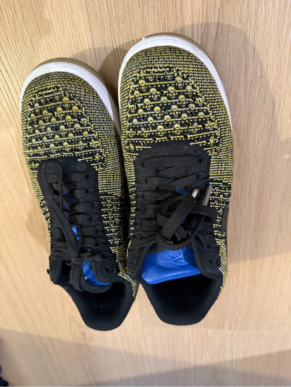 women’s Knit Athletic Sneakers in Black and Yellow